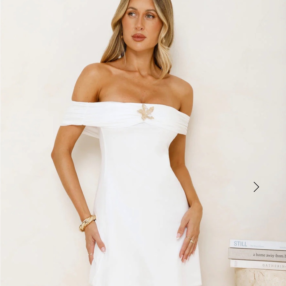 Hello Molly Off-Shoulder White Mini Dress